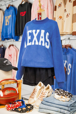 Dark Blue Texas Graphic Mock Neck Reversible Sweatshirt