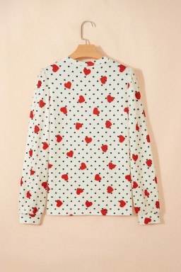 Beige Flower Heart Festive Valentine Blouse