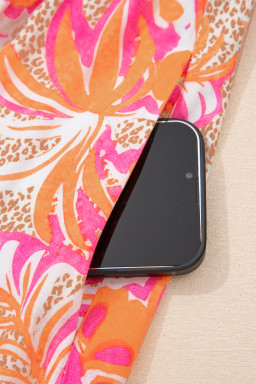 Rose Floral Print Color Block Ruffled Short Sleeve Flared Midi Dress