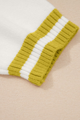 White Mardi Gras Tinsel Letter Graphic Short Sleeve Sweater