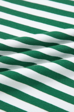 Green Stripe Drop Shoulder Boxy Casual Terry Short Set