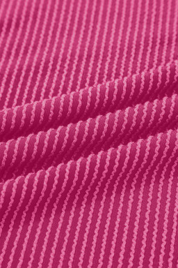 Bright Pink Striped Ribbed Knit T-shirt Shift Dress