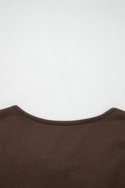 Coffee Plus Size Solid Color Bow Tie Peplum Tank Top