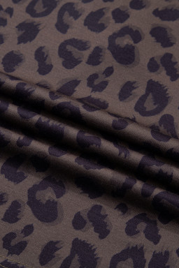 Brown V Neck Collar Leopard Printed 2pcs Short Set