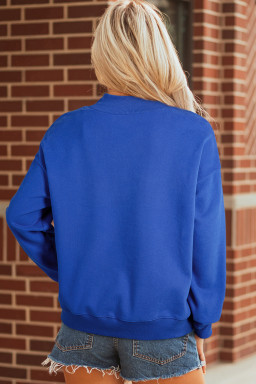 Dark Blue Leopard MS Mississippi Mock Neck Pullover Sweatshirt