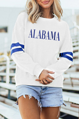 White ALABAMA Varsity Striped Pullover Sweatshirt