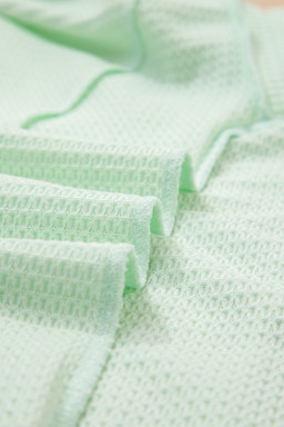 Clearly Aqua Waffle V Neck Short Sleeve Knit Top