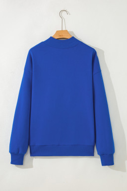 Dark Blue Leopard MS Mississippi Mock Neck Pullover Sweatshirt