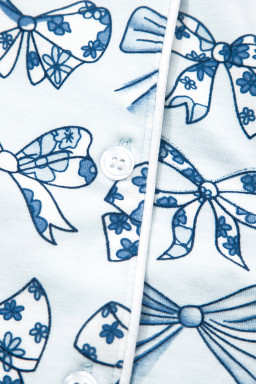Sky Blue Bow Print Short Pajama Set