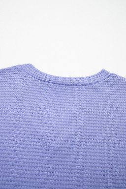 Wisteria Waffle V Neck Short Sleeve Knit Top