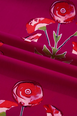 Red Floral Print Frilled V Neck Short Sleeve Ruffle Maxi Dress