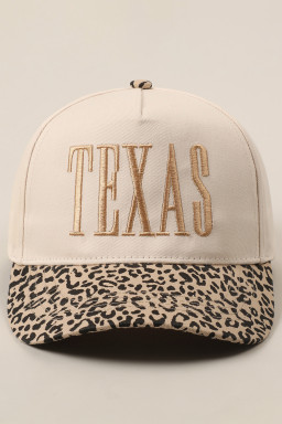 Camel TEXAS Embroidered Leopard Contrast Baseball Cap