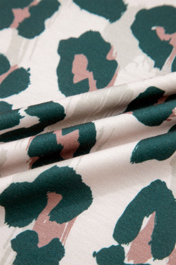 Brown Unique Leopard Print Contrast Trim Top Loose 2pcs Short Set