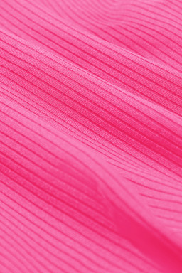 Bright Pink Color Block Edge Ribbed Pocketed Lined Swim Dress