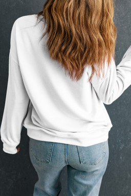 White KY Embroidered Graphic Pullover Sweatshirt