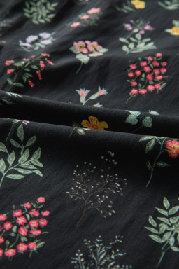 Black Contrast Frilled Trim Short Sleeve Floral Shirt