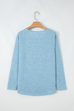 Myosotis Textured Raglan Sleeve Knit Loose Top