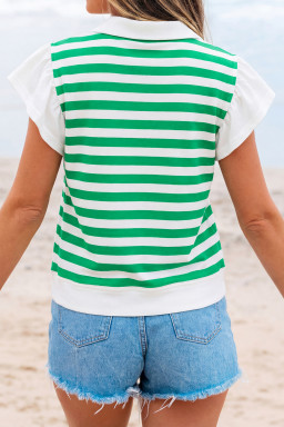 Green Stripe Sequin Clover Coin Horseshoe St Patricks Tee