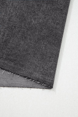 Dark Grey Irregular Distressed Bottom Denim Midi Skirt