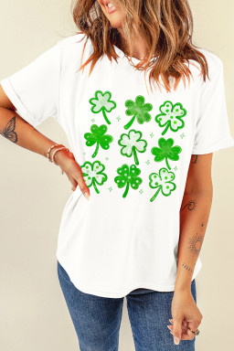 White Diverse Clover Print St Patricks Day T Shirt