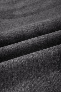 Dark Grey Irregular Distressed Bottom Denim Midi Skirt