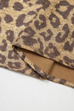 Gold  Half Sleeve Metallic Leopard Print Blouse