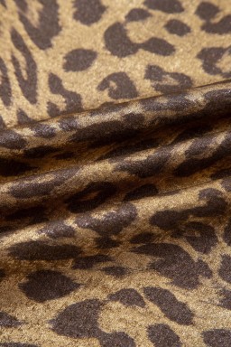 Gold  Half Sleeve Metallic Leopard Print Blouse