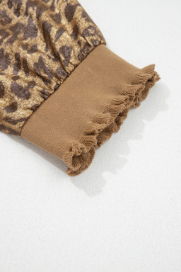 Gold  Half Sleeve Metallic Leopard Print Blouse