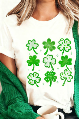 White Diverse Clover Print St Patricks Day T Shirt