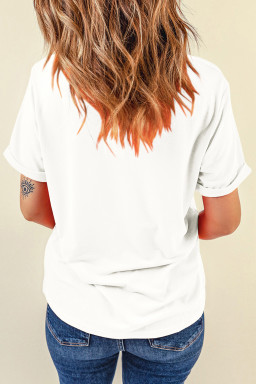 White Game Day Doodle Printed T Shirt