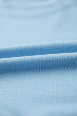 Mist Blue Solid Color Loose Tee Drawstring Wide Leg Pants 2pcs Outfit