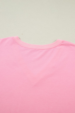 Bonbon V Neck Pleated Short Puff Sleeve Plus Size Blouse