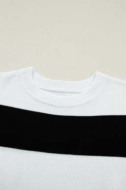 Black Stripe Colorblock Striped Knitted T shirt