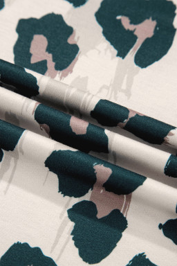 Casual Unique Leopard Print Button Contrast Collared Short Sleeve Blouse