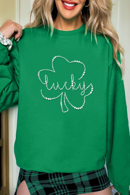 Dark Green Lucky Shamrock Ceramic Clover Sweatshirt