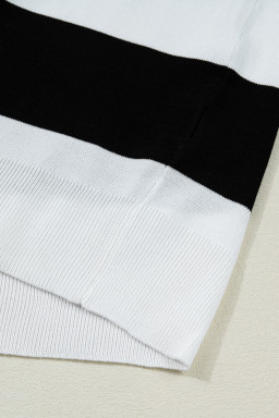Black Stripe Colorblock Striped Knitted T shirt
