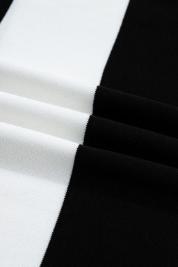 Black Stripe Colorblock Striped Knitted T shirt