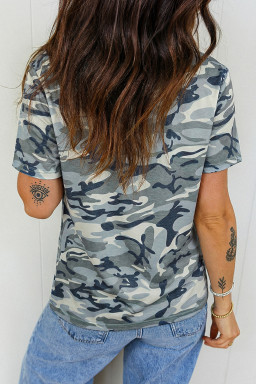 Green Camouflage KENTUCKY Crew Neck Summer Top
