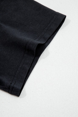 Black Asymmetric Shoulder Detail Short Sleeve Plus Size Maxi Dress