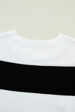 Black Stripe Colorblock Striped Knitted T shirt
