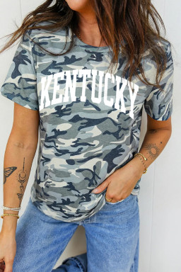 Green Camouflage KENTUCKY Crew Neck Summer Top