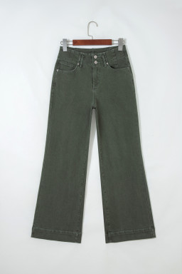 Mist Green 2-Button High Waist Flared Bottom Jeans