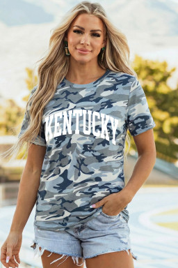 Green Camouflage KENTUCKY Crew Neck Summer Top