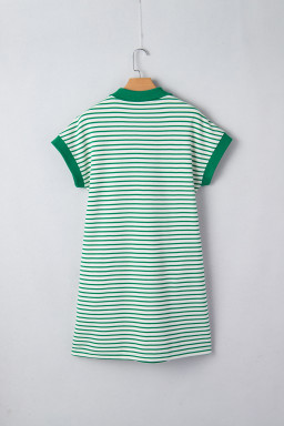 Green Stripe Magic St Patricks Day Sequin Graphic Zip Polo Tee Dress