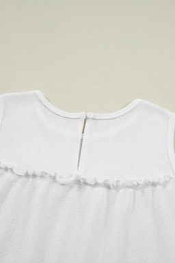 White Tiered Frill Trim A-line Tank Top