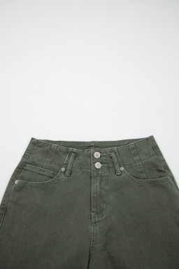Mist Green 2-Button High Waist Flared Bottom Jeans