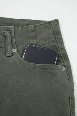 Mist Green 2-Button High Waist Flared Bottom Jeans