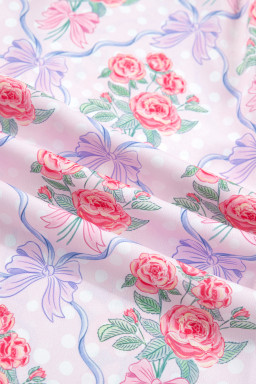 Purple Floral Collared Ruffled Half Sleeve Shirt