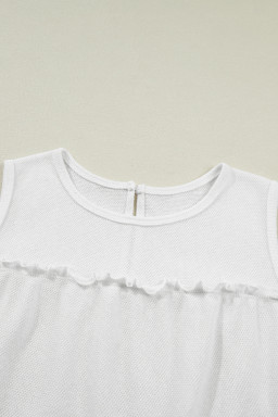 White Tiered Frill Trim A-line Tank Top
