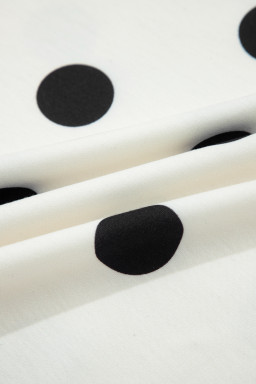 White Ribbed Trim Polka Dot Print Tank Split Mini Skort 2pcs Set